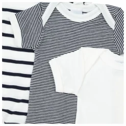 Petit Bateau Lot 3 Bodies Sans Manches Marinière Coton Bio | Bleu Best