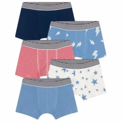 Best Petit Bateau Lot 5 Boxers Flash Coton Bio | Bleu