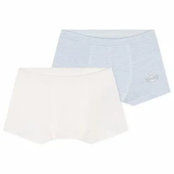 Petit Bateau Lot 2 Boxers Rayés Coton Bio | Bleu ciel New