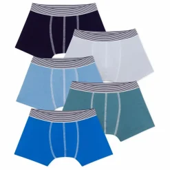 Petit Bateau Lot 5 Boxers Unis Coton Bio | Bleu