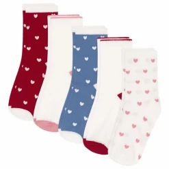 Petit Bateau Lot 5 Chaussettes Hautes Point Jersey | Rouge New