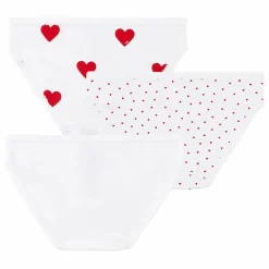 Clearance Petit Bateau Lot 3 Culottes Cœur Coton Bio | Blanc