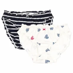 Sale Petit Bateau Lot 2 Culottes Froufrou Coton Bio | Ecru