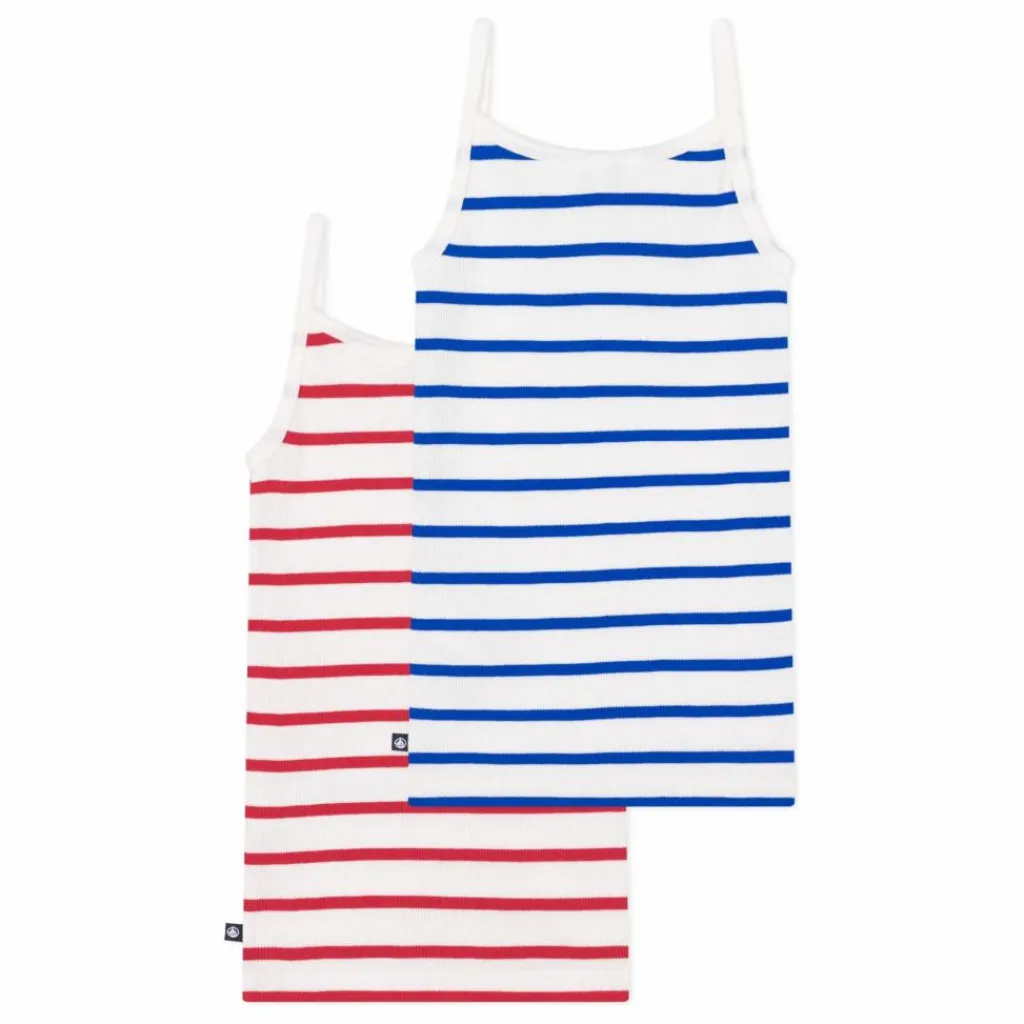 Petit Bateau Lot 2 Débardeurs Marinière Coton Bio | Blanc Online