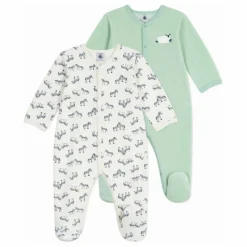 Discount Petit Bateau Lot 2 Pyjamas Zèbres Coton Bio | Ecru