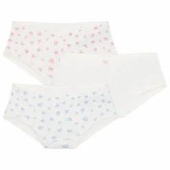 Clearance Petit Bateau Lot 3 Shorties Cœurs Coton Bio | Blanc