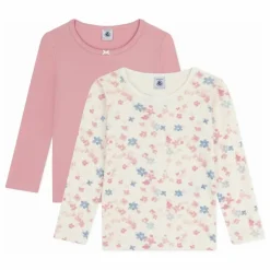 Outlet Petit Bateau Lot 2 T-shirts Fleuris Coton Bio | Rose
