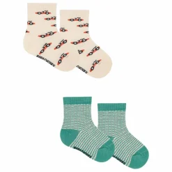 Bobo Choses Lot de 2 Paires de Chaussettes Voitures Coton Bio | Beige Best