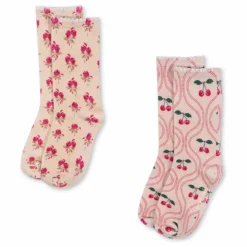 Enfant Konges Sløjd Lot de 2 Paires de Chaussettes Mi Hautes Cerises |