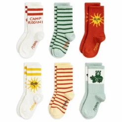 Mini Rodini Lot de 6 Paires de Chaussettes Camp Rodini Coton Bio | Ecru Best