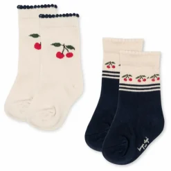 Konges Sløjd Lot de 2 Paires de Chaussettes Jacquard Cerises | Ecru Outlet