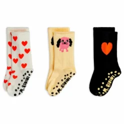 New Mini Rodini Lot de 3 Paires de Chaussettes Antidérapantes Coton Bio | Blanc