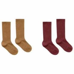 Rylee + Cru Lot de 2 Paires de Chaussettes Côtelées | Bordeaux Hot