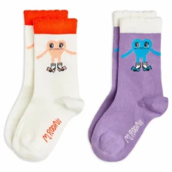 Enfant Mini Rodini Nuit, Sous-Vêtements|Nuit, Sous-Vêtements|Lot de 2 Paires de Chaussettes Cœur Coton Bio |
