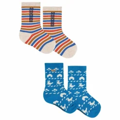 Bobo Choses Pyjamas, Sous-Vêtements|Pyjamas, Sous-Vêtements|Lot de 2 Paires de Chaussettes Rayées Coton Bio |