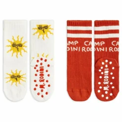 Mini Rodini Lot de 2 Paires de Chaussettes Sun Coton Bio | Ecru Outlet