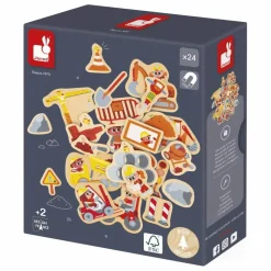 Janod Magnets - Engins de chantier - 24 pièces