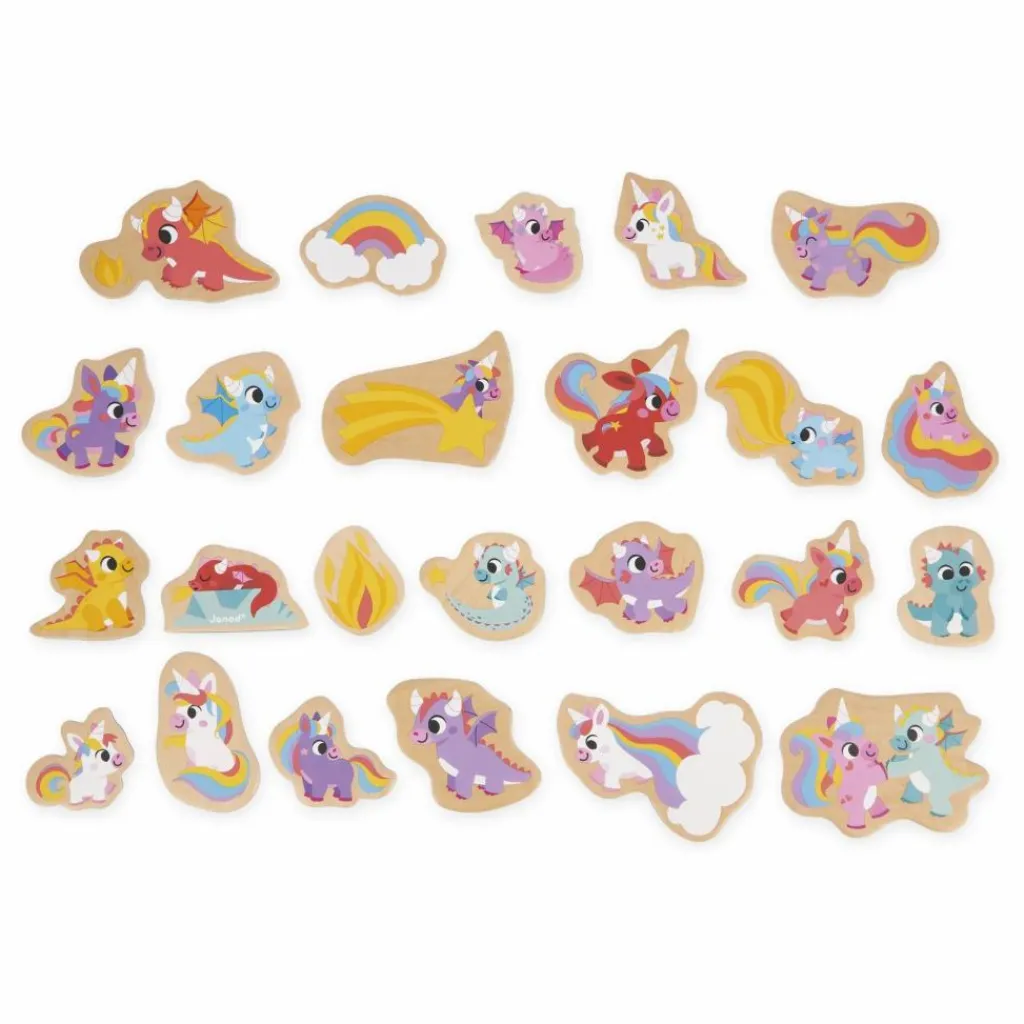 Janod Magnets - Licornes et Dragons - 24 pièces Multicolore Hot