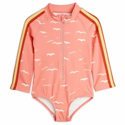 Discount Mini Rodini Maillot De Bain Mouettes Manches Longues Coton Bio | Rose