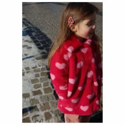 New Konges Sløjd Manteau Façon Fourrure Fuzzie Fibres Recyclées | Rouge