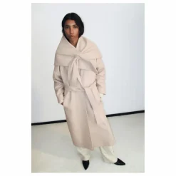 the new society Manteau Kristine Laine Recyclée | Sable Best