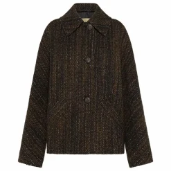 Momoni Manteau Lord Herringbone Laine Vierge | Noir