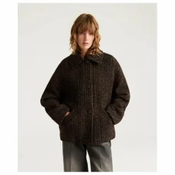 Momoni Manteau Lord Herringbone Laine Vierge | Noir