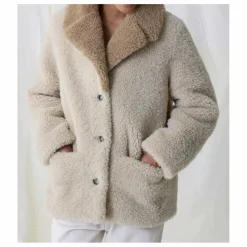 Leon & Harper Manteau Vino Façon Fourrure | Ecru Hot