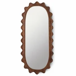 Sale HKliving Miroir en bois Ripple | Bois foncé