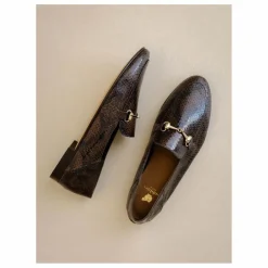 Clearance Bobbies Mocassins Jill Cuir Embossé Serpent | Brun