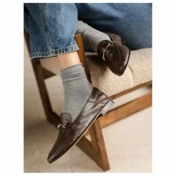 Clearance Bobbies Mocassins Jill Cuir Embossé Serpent | Brun