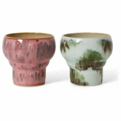 HKliving Mugs Lungo - Set de 2 Multicolore Discount