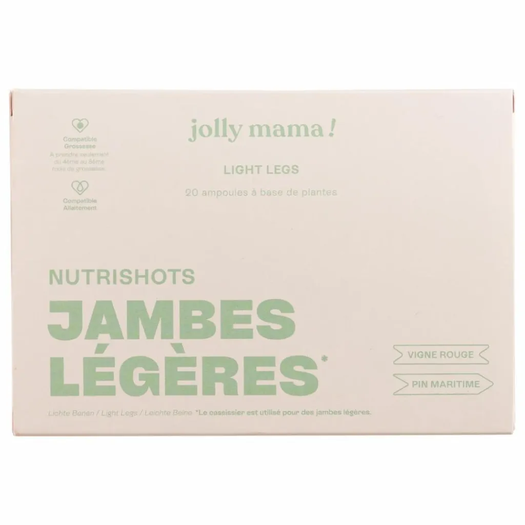 Discount Jolly Mama Nutrishots jambes légères Light legs Complément alimentaire - 20 ampoules de 10 ml Non teinté