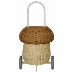 Olli Ella Panier à roulettes en rotin Champignon Naturel Clearance