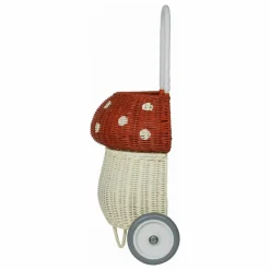 Enfant Olli Ella Rangements|Patères, Paniers Enfant|Panier à roulettes en rotin Champignon |