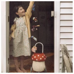 Enfant Olli Ella Rangements|Patères, Paniers Enfant|Panier à roulettes en rotin Champignon |