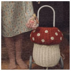 Enfant Olli Ella Rangements|Patères, Paniers Enfant|Panier à roulettes en rotin Champignon |