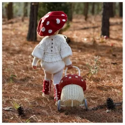 Enfant Olli Ella Rangements|Patères, Paniers Enfant|Panier à roulettes en rotin Champignon |