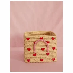 Enfant Rice Panier de rangement en raphia Cœurs
