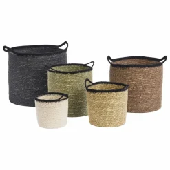 Outlet Madam Stoltz Paniers en jacinthe de mer avec anses - Set de 5 Multicolore