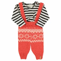 Piupiuchick Pantalon à Bretelles Jacquard Laine | Rouge Discount