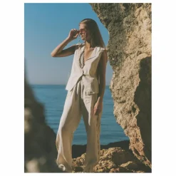 Femme Soleil Soleil Pantalons|Pantalon Celine Broderies Lin |