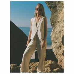 Femme Soleil Soleil Pantalons|Pantalon Celine Broderies Lin |