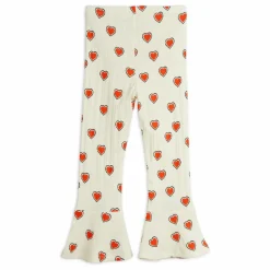 Sale Mini Rodini Pantalon Flare Cœurs Coton Bio | Ecru