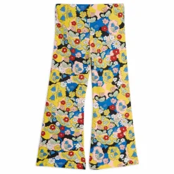 Mini Rodini Pantalon Flare Fleurie Coton Bio | Jaune Clearance