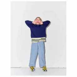 Main Story Pantalon Lounge Velours Côtelé Coton Bio | Bleu Clair