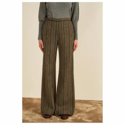 Maria de la Orden Pantalon Lova Rayé Laine | Gris Outlet