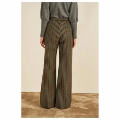 Maria de la Orden Pantalon Lova Rayé Laine | Gris Outlet