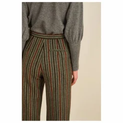 Maria de la Orden Pantalon Lova Rayé Laine | Gris Outlet