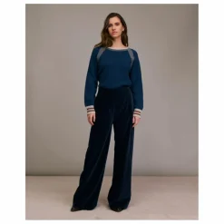 Diega Pantalon Pomeoto Rayé | Bleu Sale